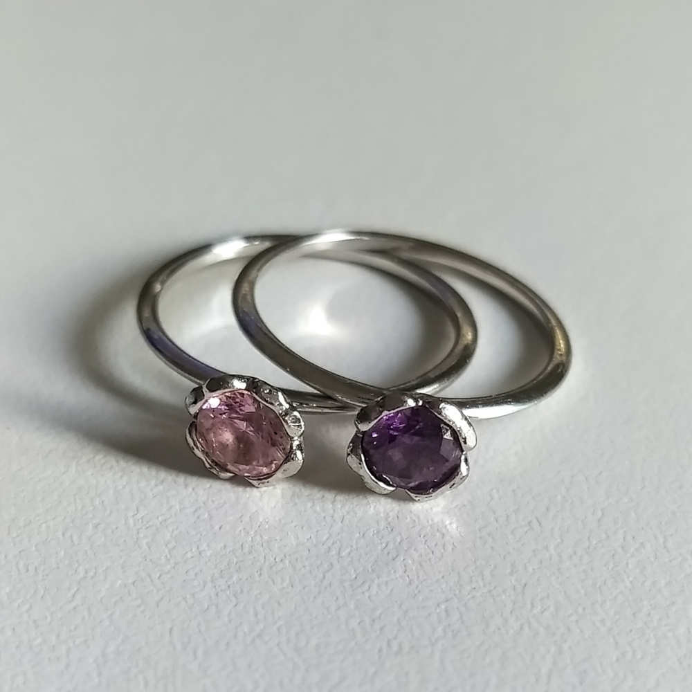 Swarovski Stackable Gemstone Silver Rings